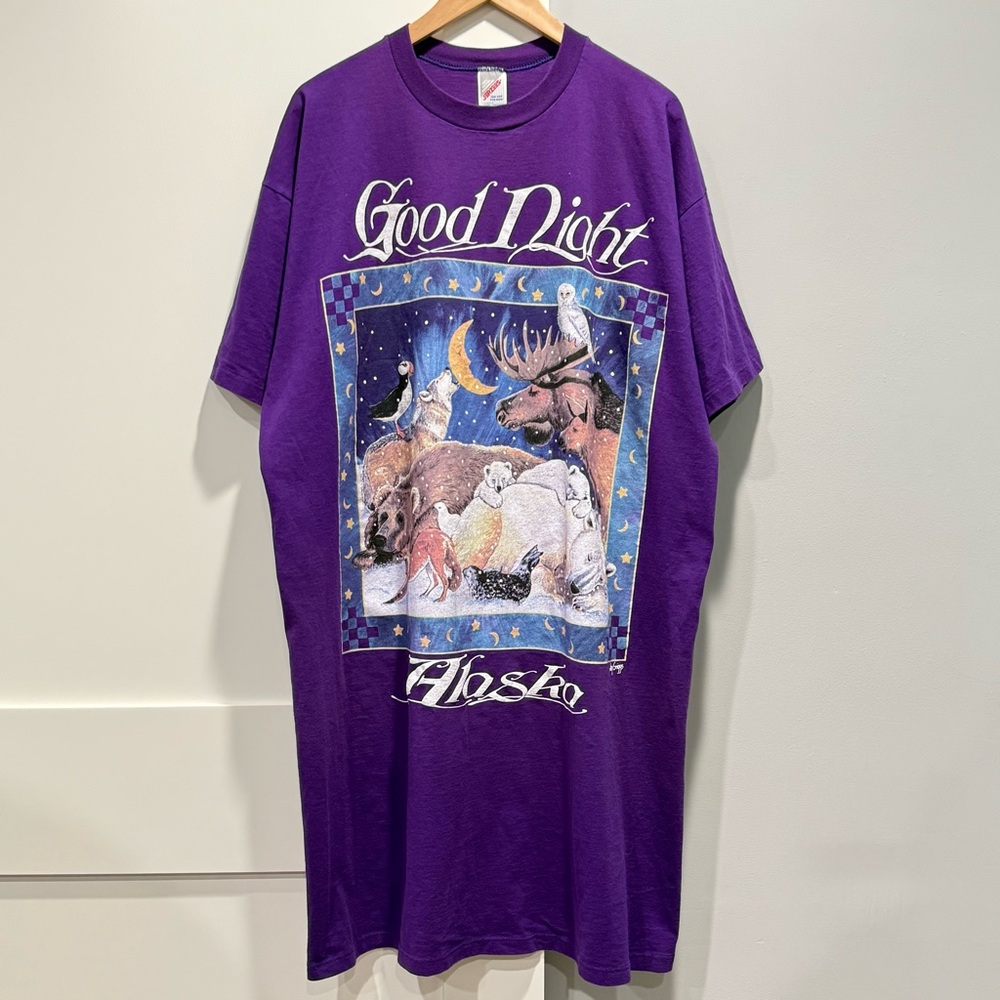 Vintage 90’s GOODNIGHT ALASKA Sleep Souvenir Destination T-shirt - Picture 2 of 5